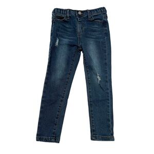 SHEIN Kids Dark Blue Denim Distressed Skinny Jeans | Girls 5T